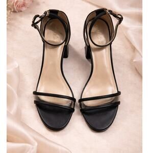 Rebel Black Block Heel Sandals Ankle Strap Open Toe Heels Size 8